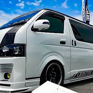 (4K)GR8 STYLE TOYOTA 200 HIACE modified bodykit GR8スタイル デモカー・200系ハイエースフルエアロ - SBM大阪2018