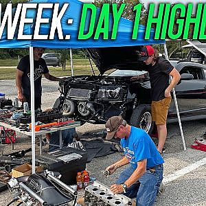 Rebuilding a motor on the SIDE of the INTERSTATE (Drag Week Day 1 highlights)