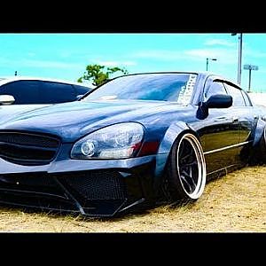 (HD)NISSAN F50 CIMA VIP STYLE ブリスターフェンダーVIP仕様な50シーマ - スタンスネイション大阪2017