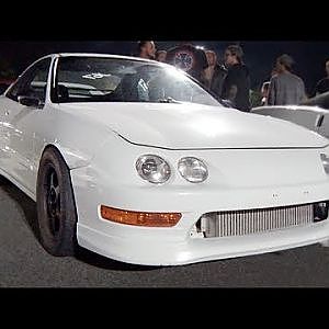 Turbo Integra Gets SMOKED by a TOW STRAP!!