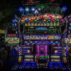 Amazing Japanese DEKOTORA Arttruck illuminated Night デコトラと花火の競演 ナイトシーン - 亀岡昭和フェスティバル2023