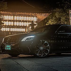 cinematic VIP SEDAN in KYOTO night shrine - blackmist Mercedes / Lexus / Toyota
