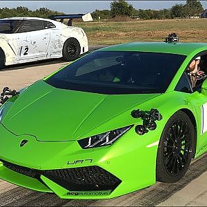 2500hp GTR Takes on 2500hp UGR Lambo - EPIC BATTLE!