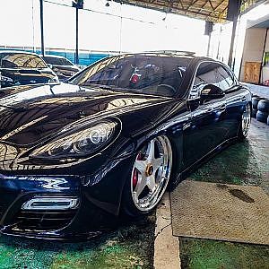 Porsche Panamera 4S stance ポルシェ パナメーラ 4S - lowered meet 2021  ロワミ