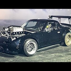 Twin Turbo V8 Miata SHREDS on Cleetus’s skid-pad!!